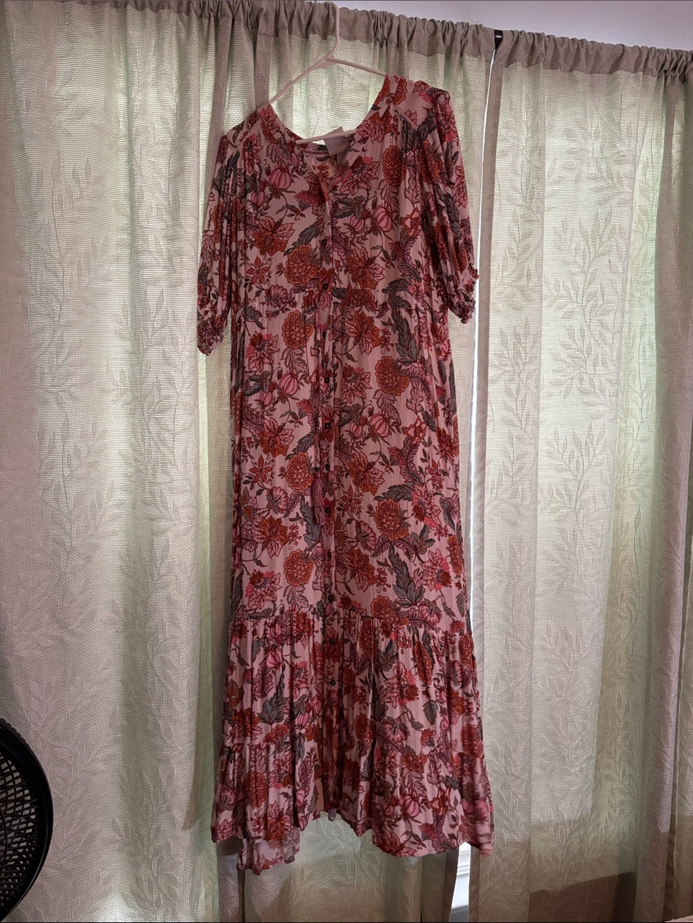 Knox Rose Pink Floral Button-Front Midi Dress